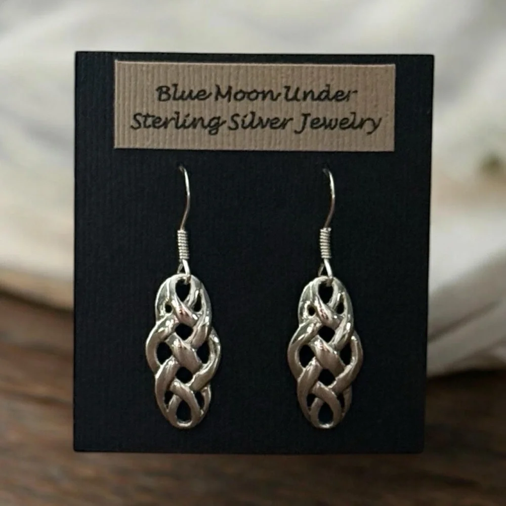 NWT 925 Sterling Silver Celtic Dangle Drop Earrings! Hypoallergenic! NEW! - Picture 2 of 7